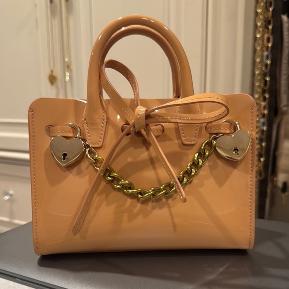Mansur Gabriel patent leather mini mini sun handbag crossbody bag - Picture 1 of 7
